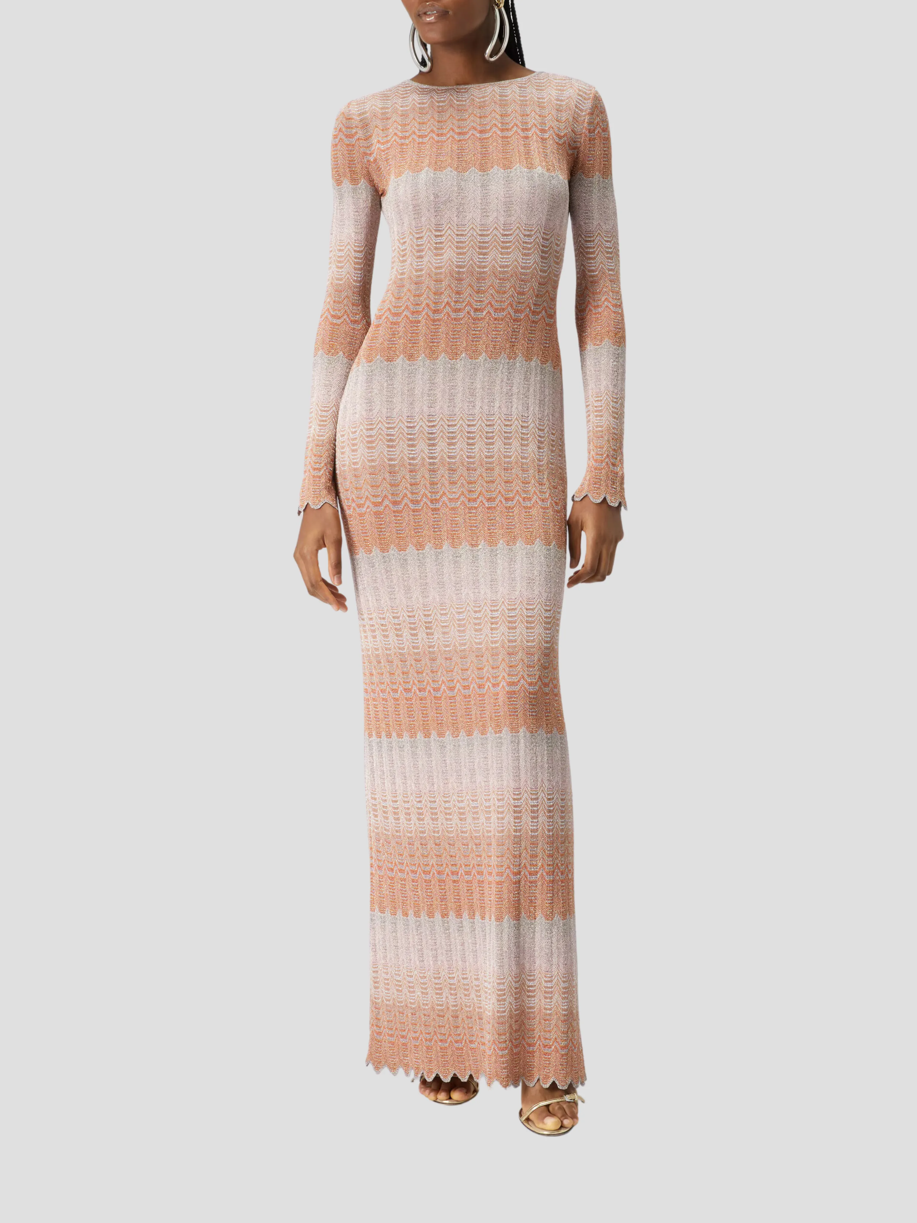 Striped Crochet-Knit Gown