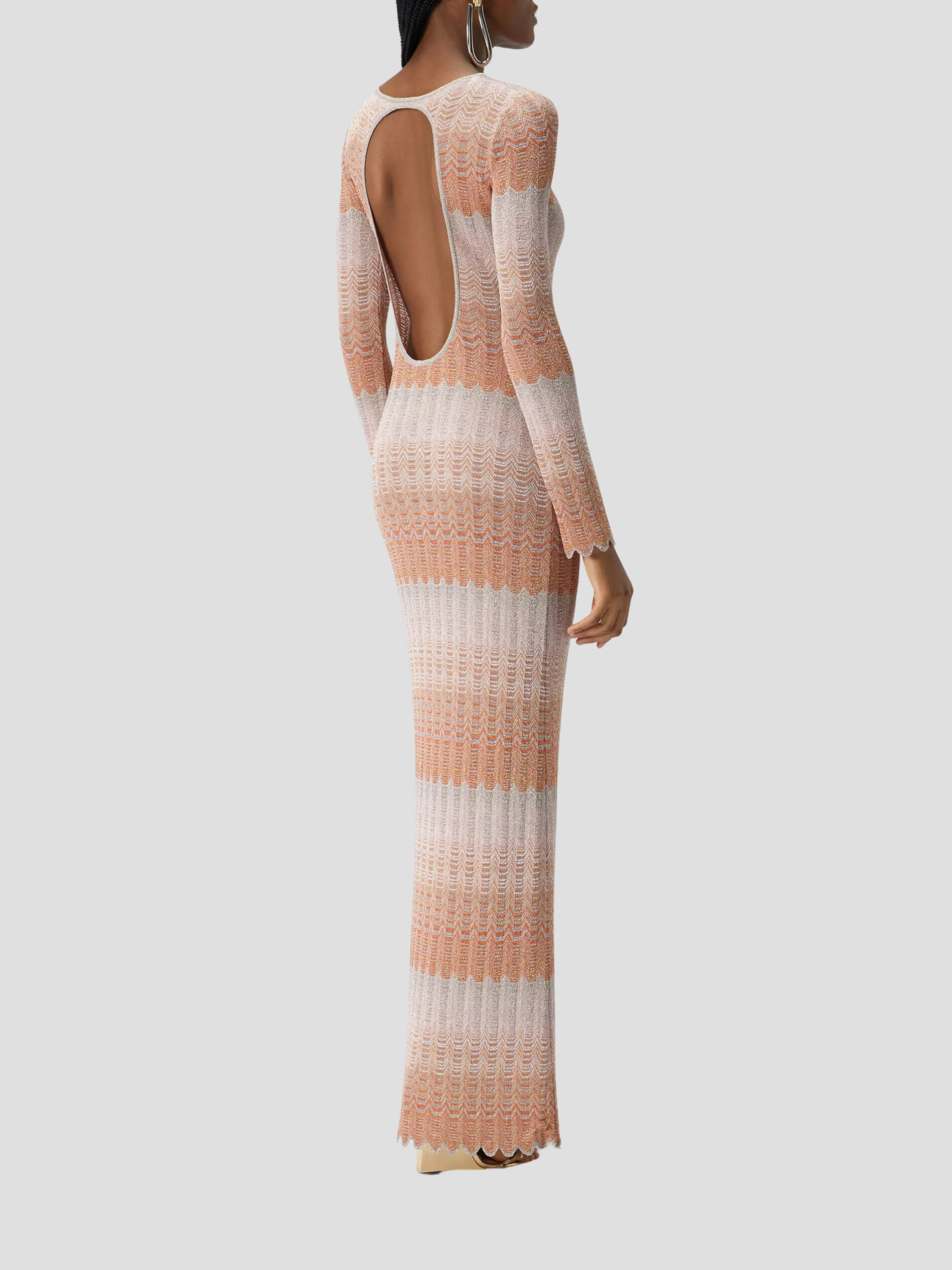 Striped Crochet-Knit Gown