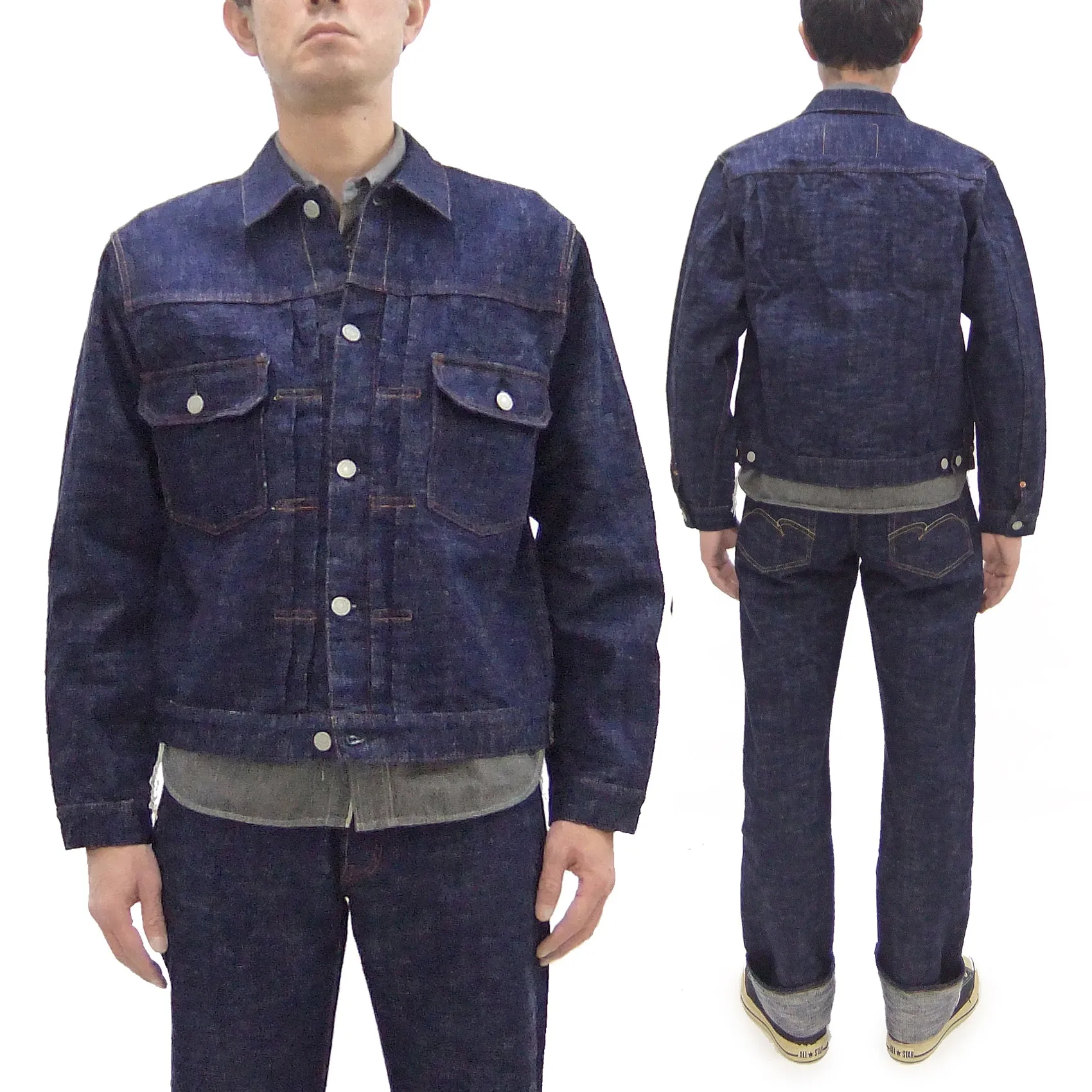 Studio D'artisan Denim Jacket SP-107 Men's 1953 Type 2 Style Indigo Slub Denim Jean Jacket SP-107 One-Wash