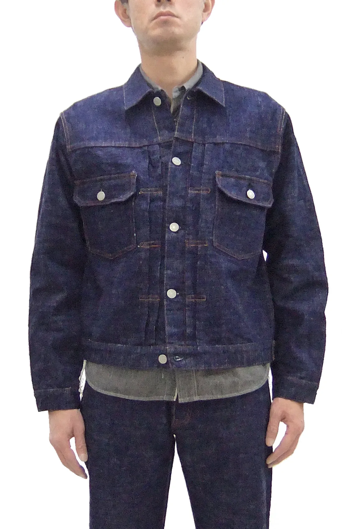 Studio D'artisan Denim Jacket SP-107 Men's 1953 Type 2 Style Indigo Slub Denim Jean Jacket SP-107 One-Wash