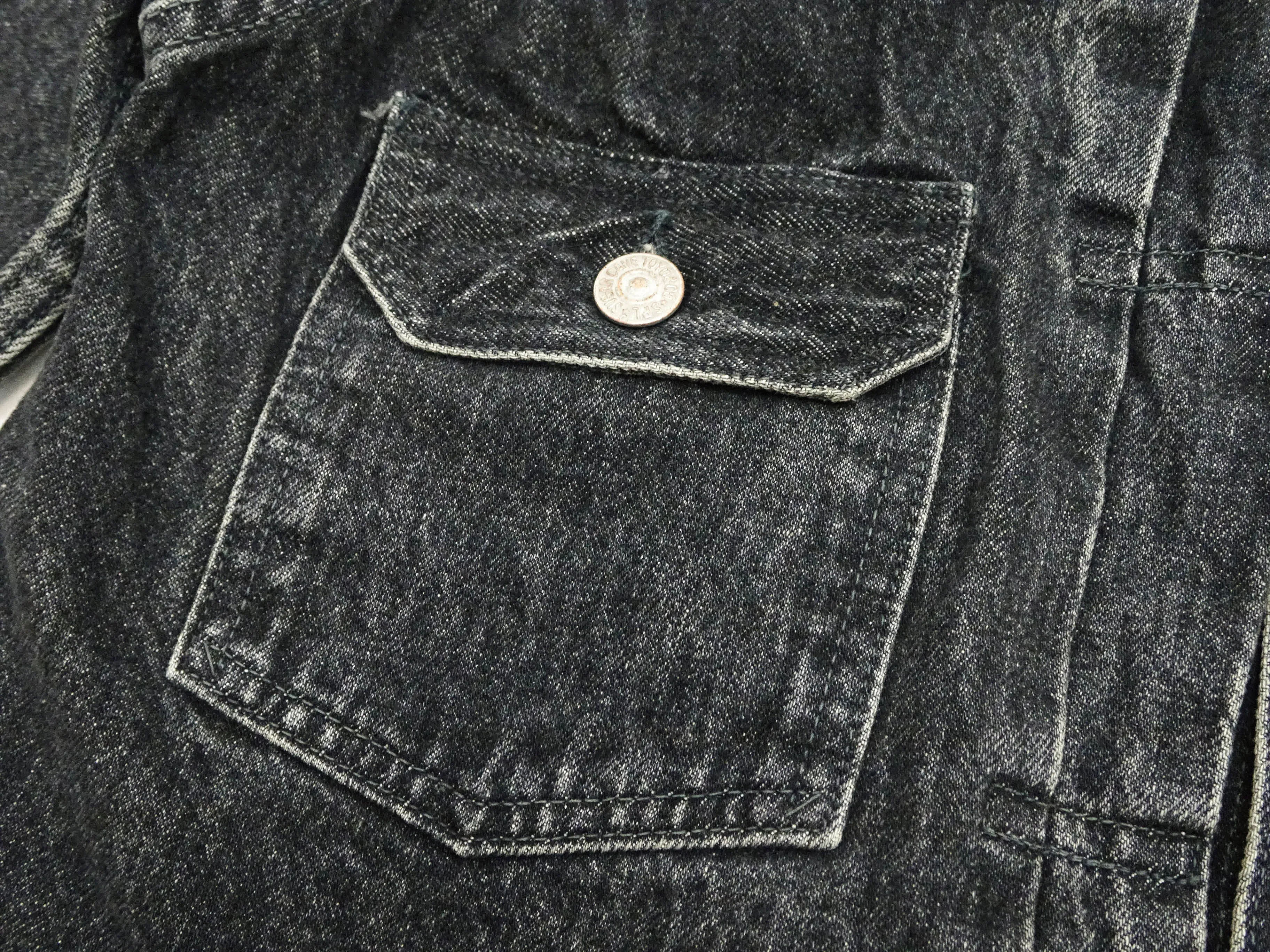 Sugar Cane Faded Black Denim Jacket SC15650H Men's 1953 Type 2 Style Jean Jacket SC15650H 419H Hard Wash