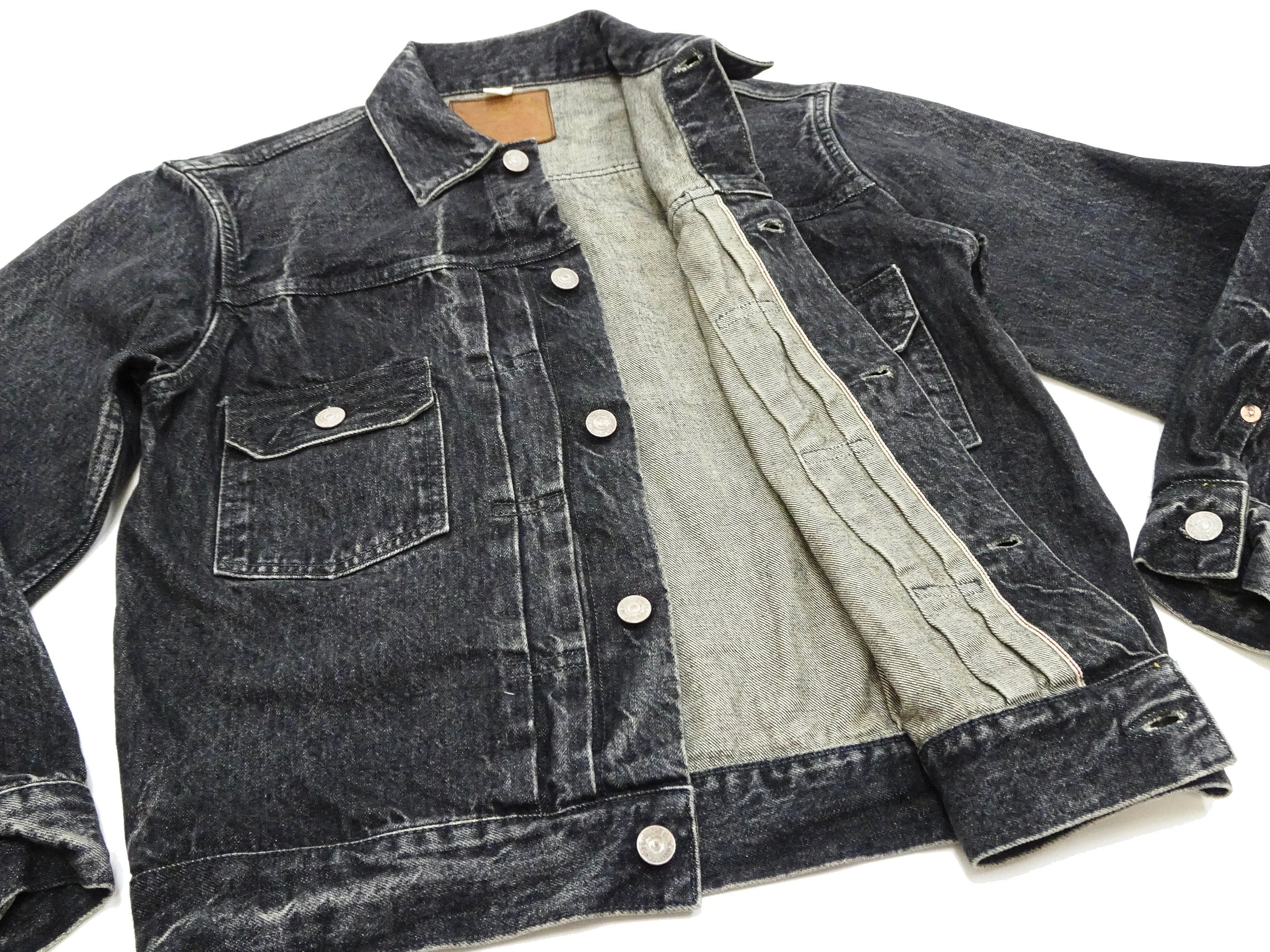 Sugar Cane Faded Black Denim Jacket SC15650H Men's 1953 Type 2 Style Jean Jacket SC15650H 419H Hard Wash