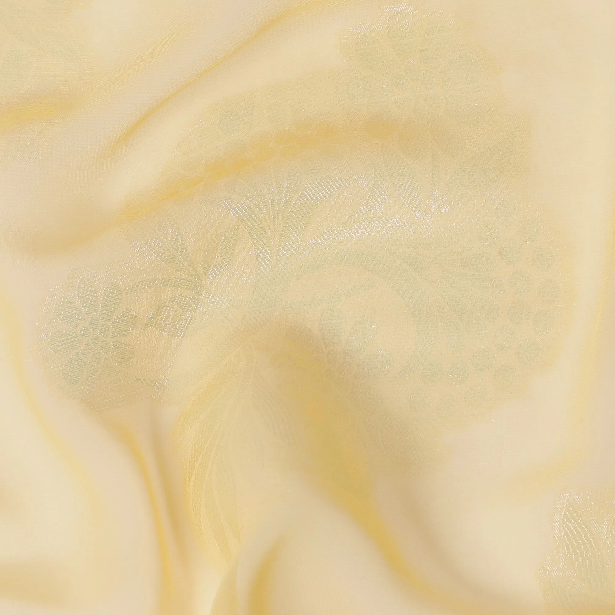 Sun-Kissed Yellow Floral Synthetic Chiffon Fabric - 110cm Wide, Glimmering Elegance, Perfect for Vibrant Creations-D18414