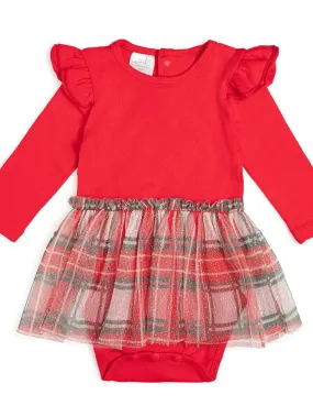 SWE Christmas Plaid Long Sleeve Tutu Bodysuit