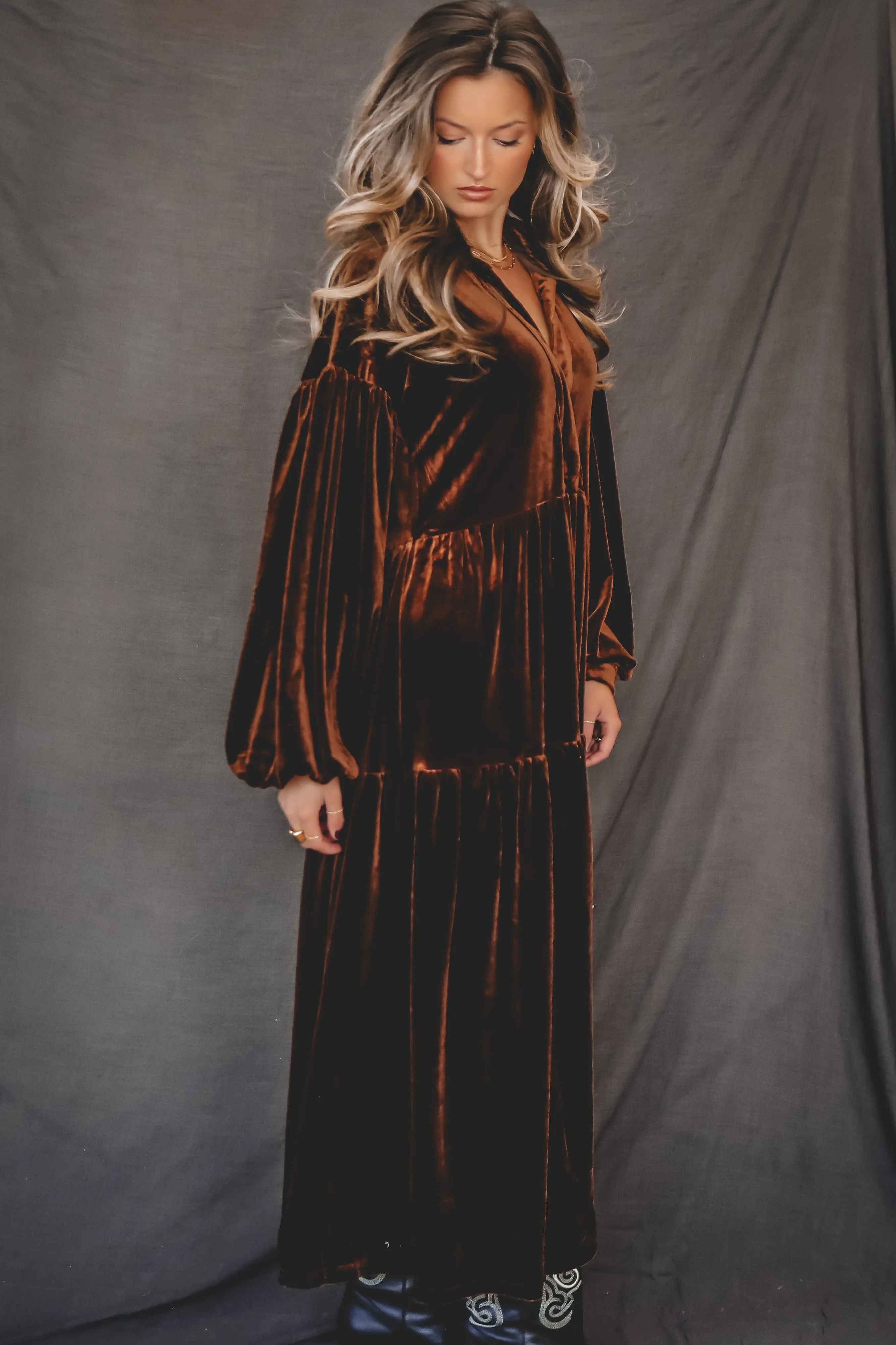 Sweet As Chocolate Velvet Maxi Dress