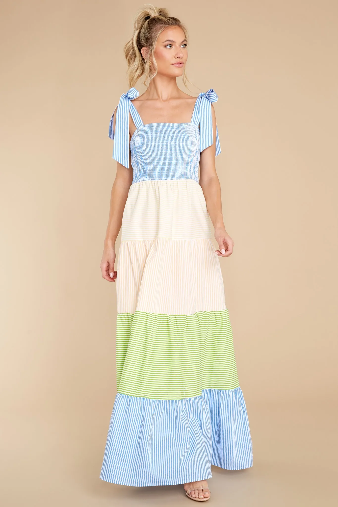 Sweetest Intentions Blue Multi Stripe Maxi Dress