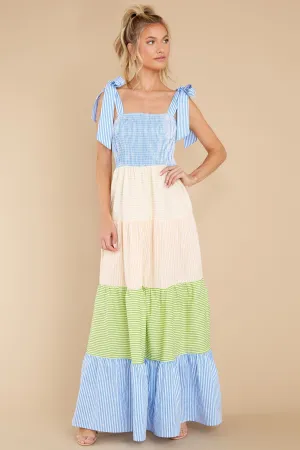 Sweetest Intentions Blue Multi Stripe Maxi Dress