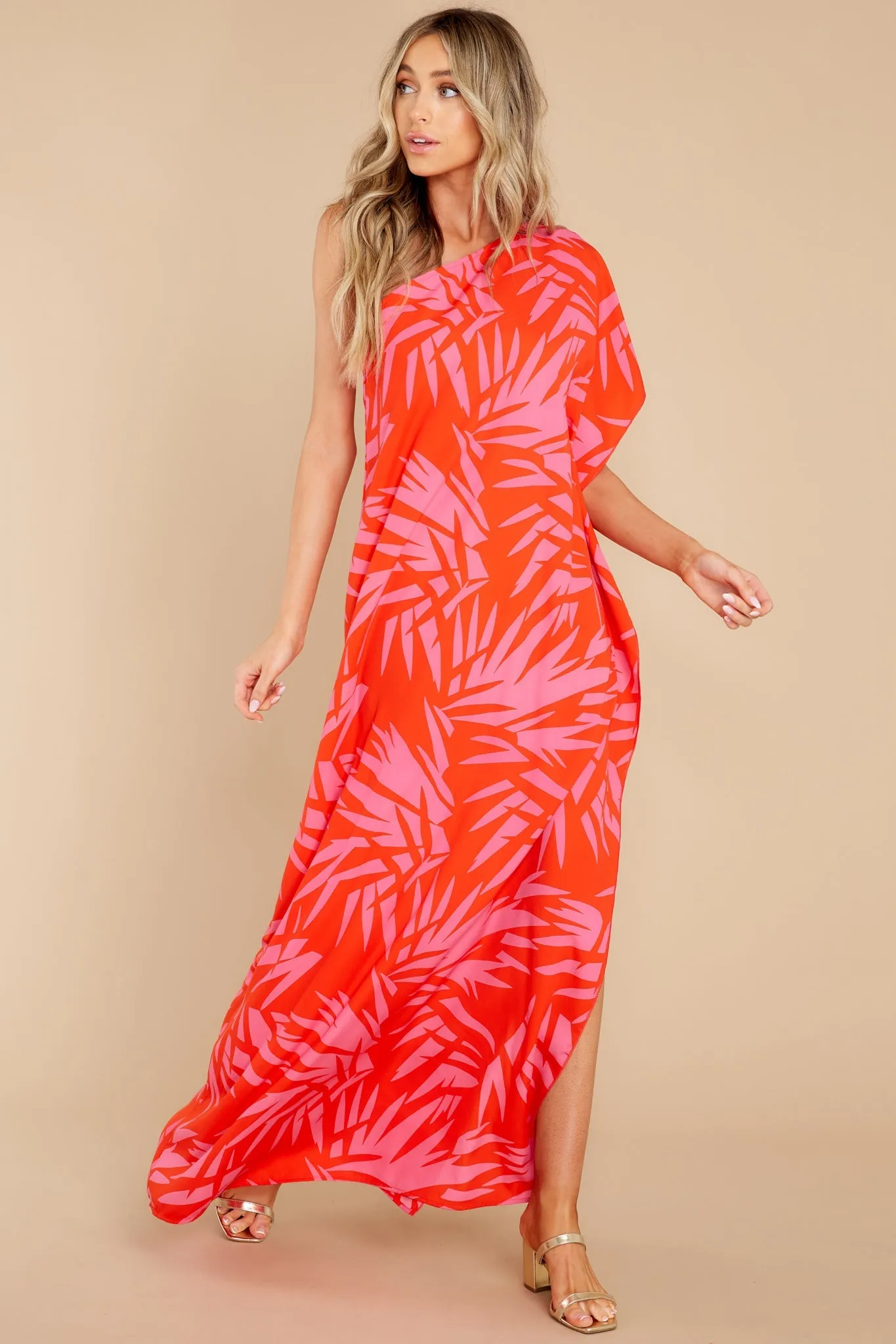 Take The Heat Red Print Maxi Dress