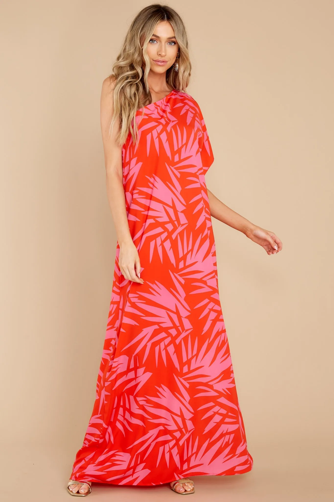 Take The Heat Red Print Maxi Dress