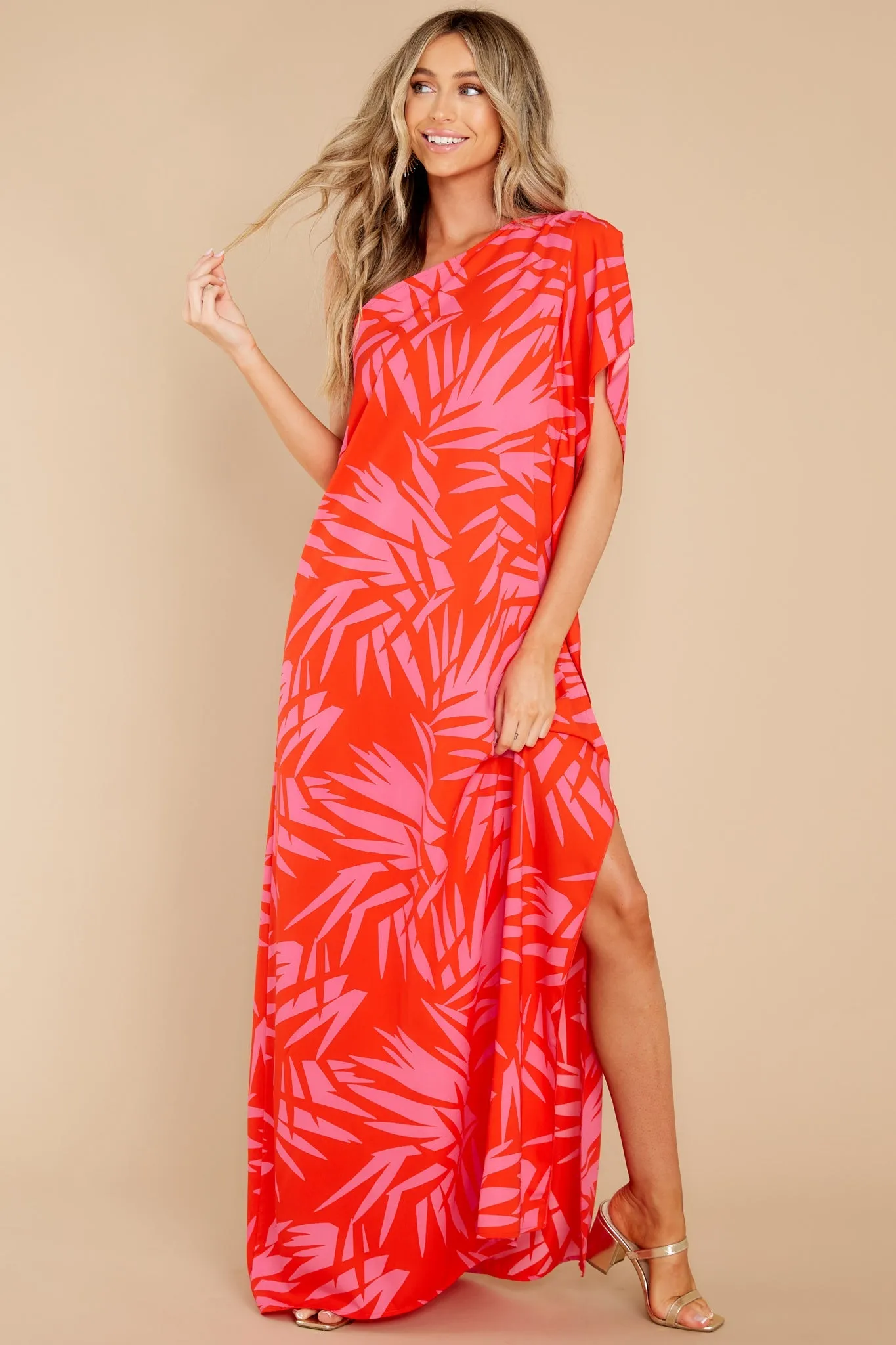 Take The Heat Red Print Maxi Dress