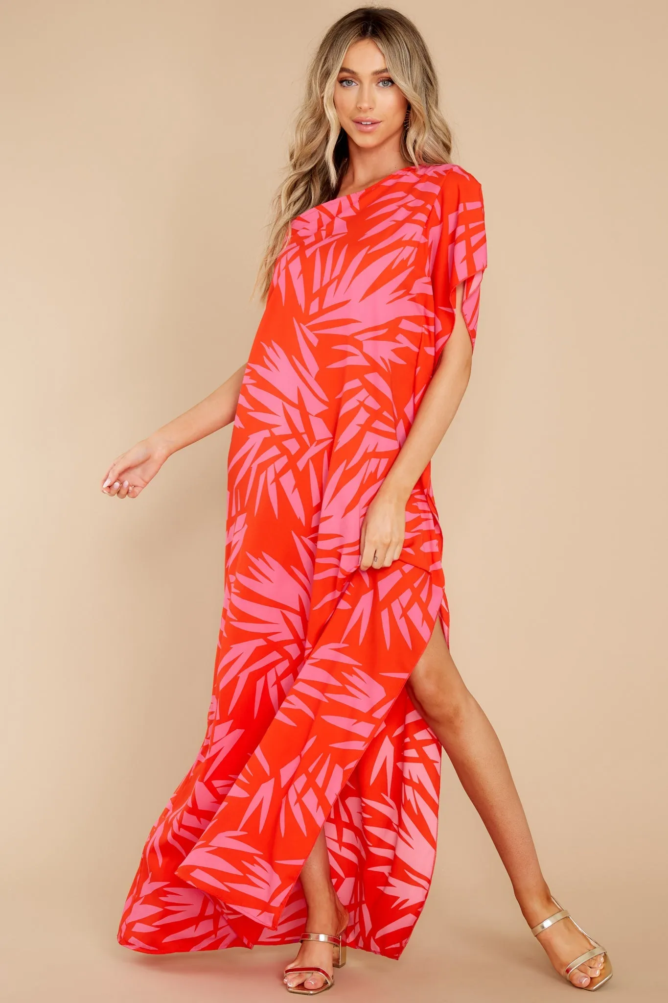 Take The Heat Red Print Maxi Dress