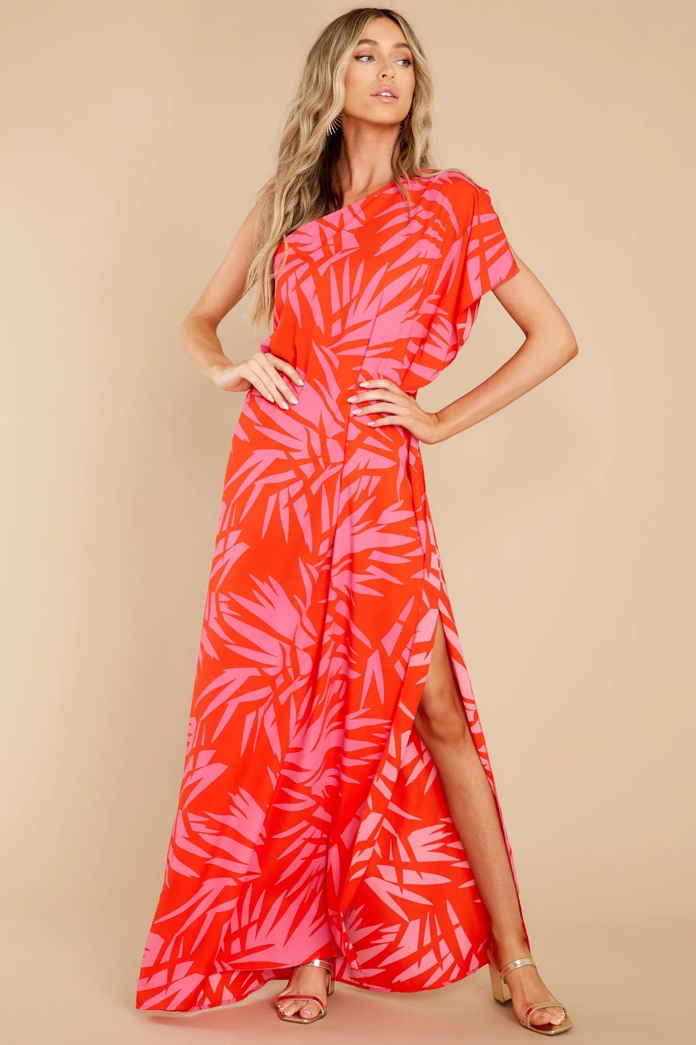 Take The Heat Red Print Maxi Dress