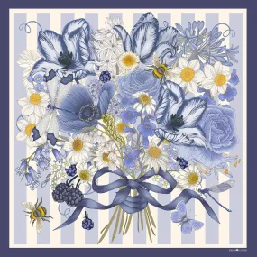 The British Bouquet Silk Scarf - Navy | 90x90cm [Preorder]