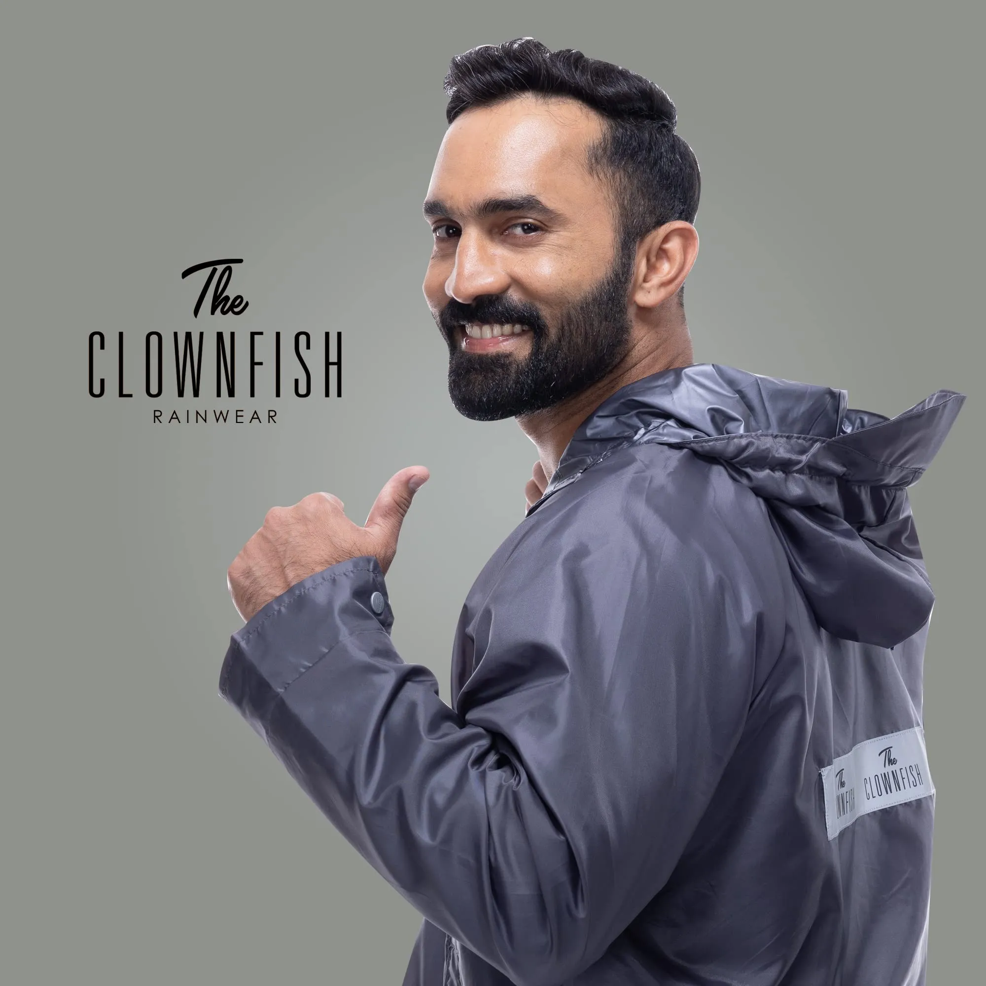 THE CLOWNFISH Arthur Series Men's Waterproof Polyester Double Coating Reversible Raincoat with Hood and Reflector Logo at Back. Set of Top and Bottom. Printed Plastic Pouch with Rope (Black, Large)