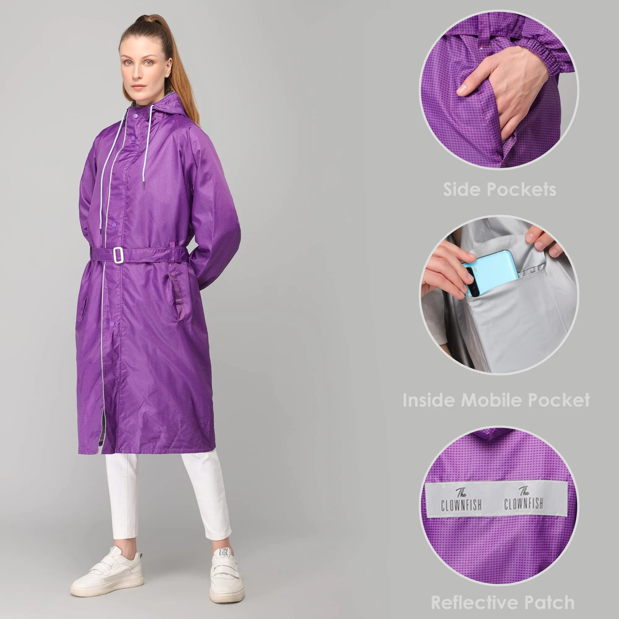 The Clownfish by STRAUSS Raincoats for Women Waterproof Reversible Double Layer. Brilliant Pro Series (Purple, XX-Large)