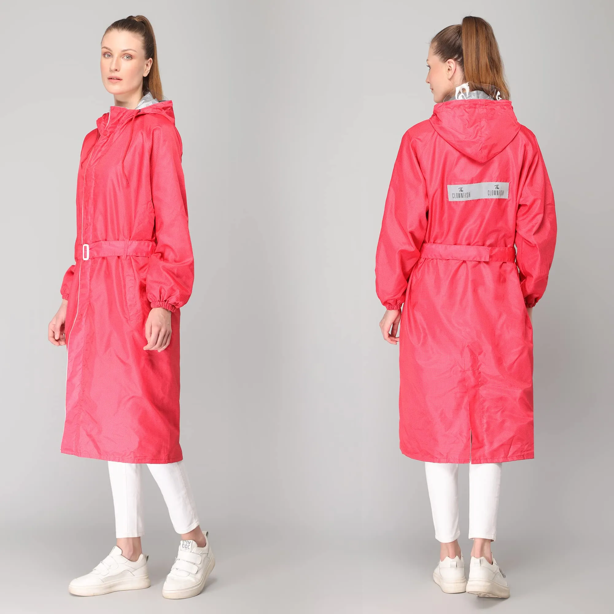 THE CLOWNFISH Indus Series Women's Waterproof PVC Raincoat/Longcoat with Adjustable Hood- With Storage Bag (Yellow, XXL)