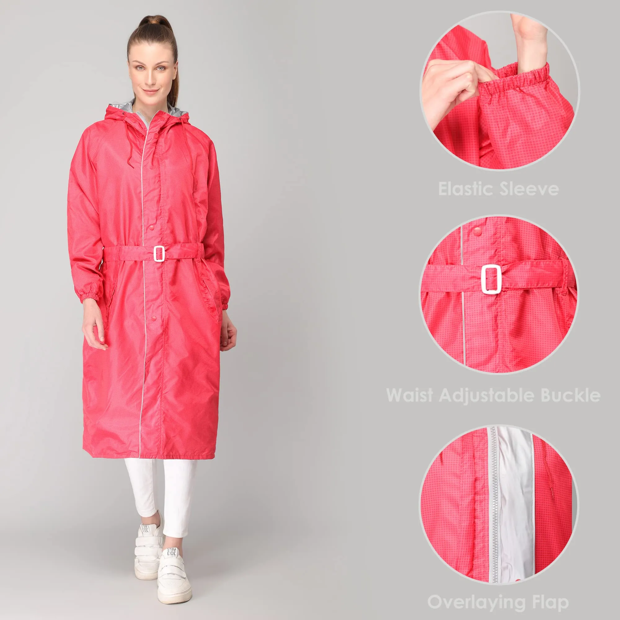 THE CLOWNFISH Indus Series Women's Waterproof PVC Raincoat/Longcoat with Adjustable Hood- With Storage Bag (Yellow, XXL)