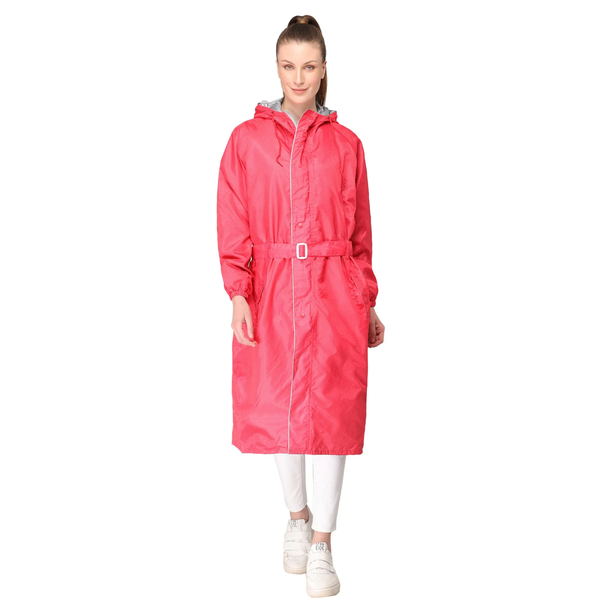 THE CLOWNFISH Indus Series Women's Waterproof PVC Raincoat/Longcoat with Adjustable Hood- With Storage Bag (Yellow, XXL)