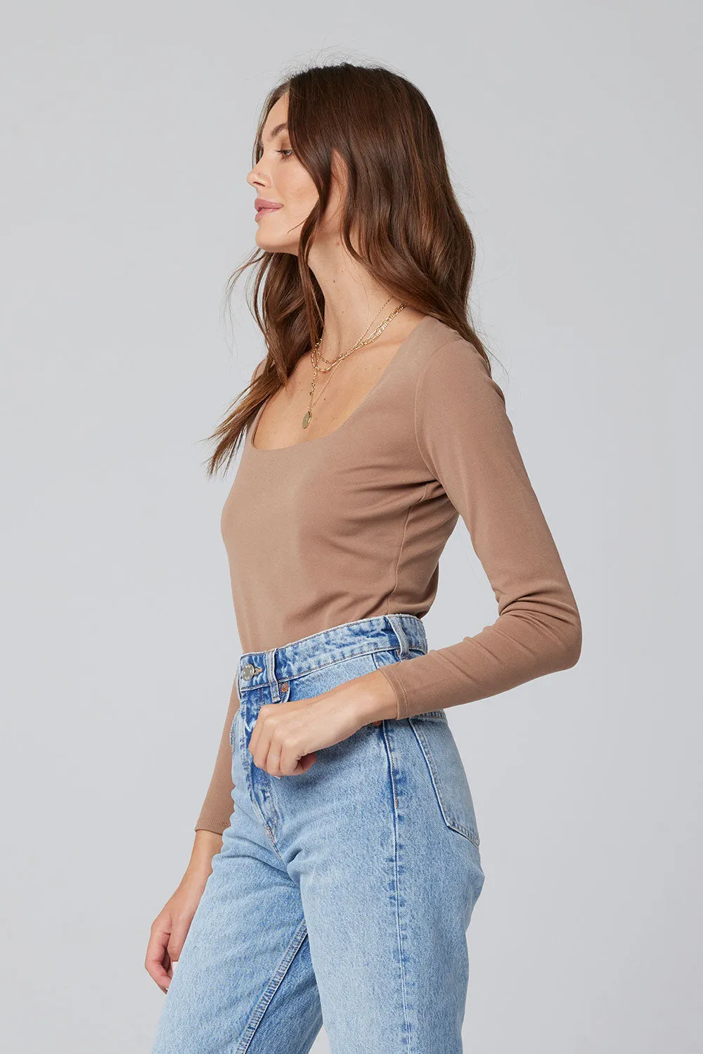 The Long Sleeve Bodysuit by Saltwater Luxe - Chai