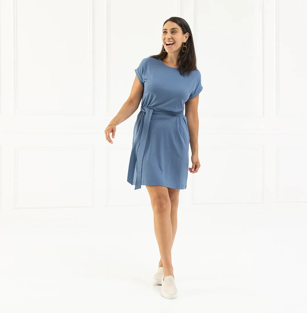 Threshold Tie Waist T-Shirt Dress Standard Fit - Vista Blue