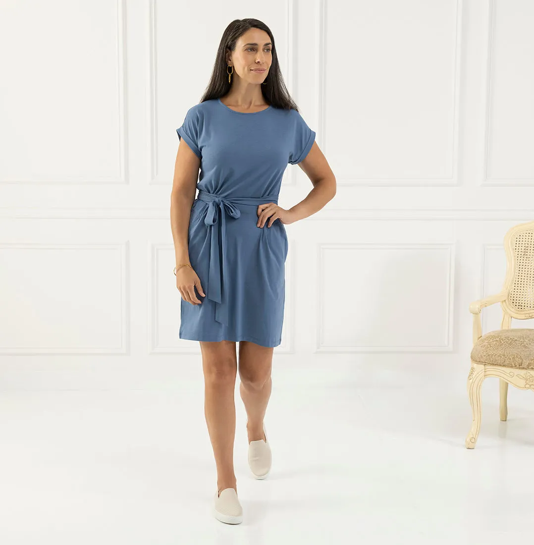 Threshold Tie Waist T-Shirt Dress Standard Fit - Vista Blue