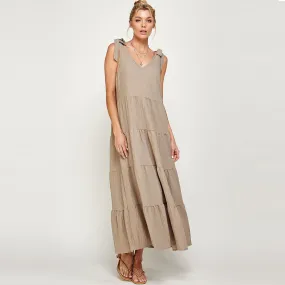 Tie-Shoulder Boho Maxi Dress