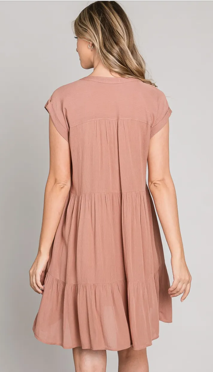 Tiered Button Down Babydoll Dress