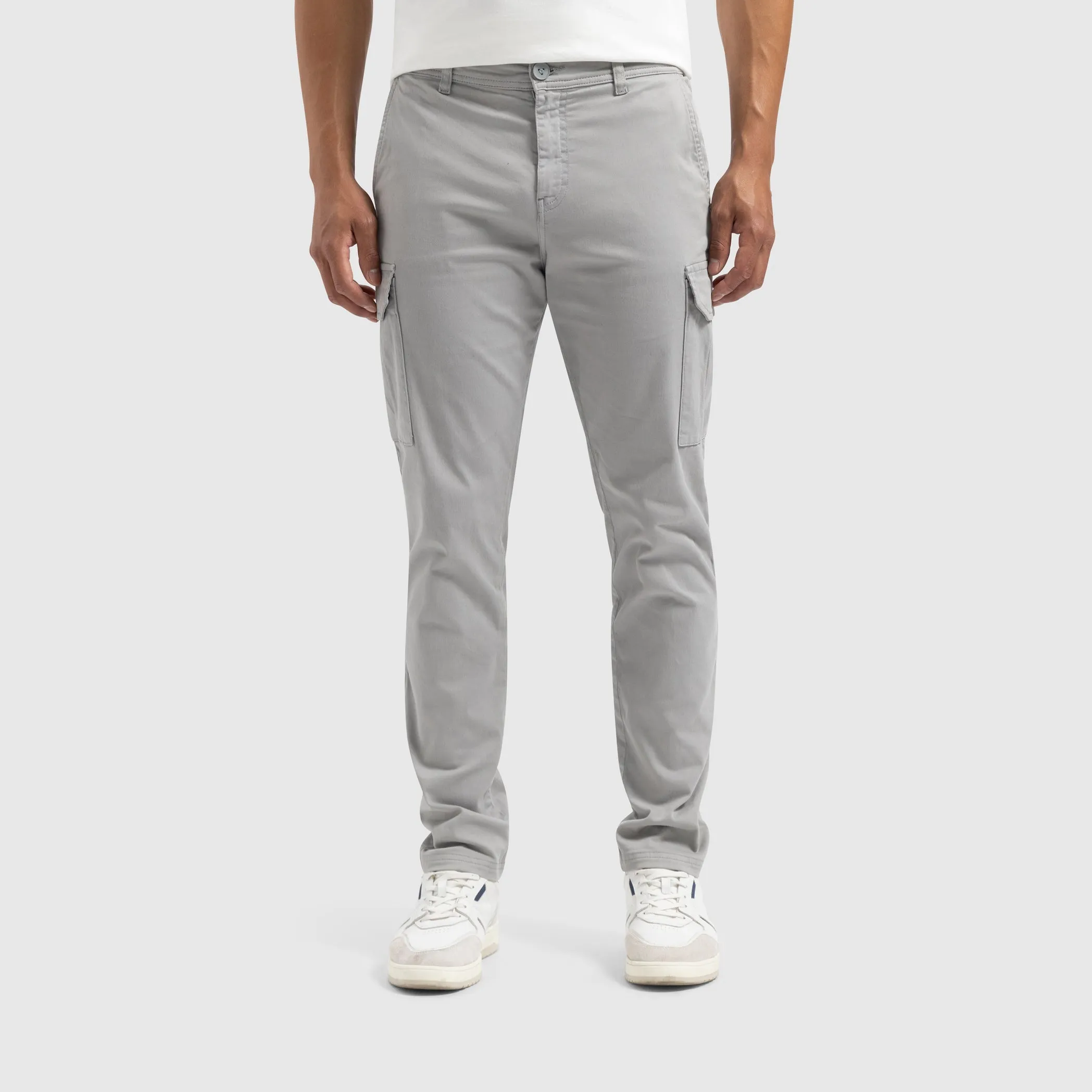 Twill Cargo Pants | Grey Plain