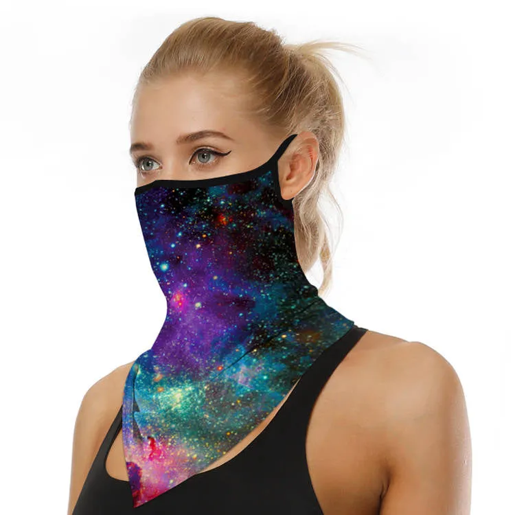 Unisex Face Scarf Bandana with Ear Loops Galaxy-2