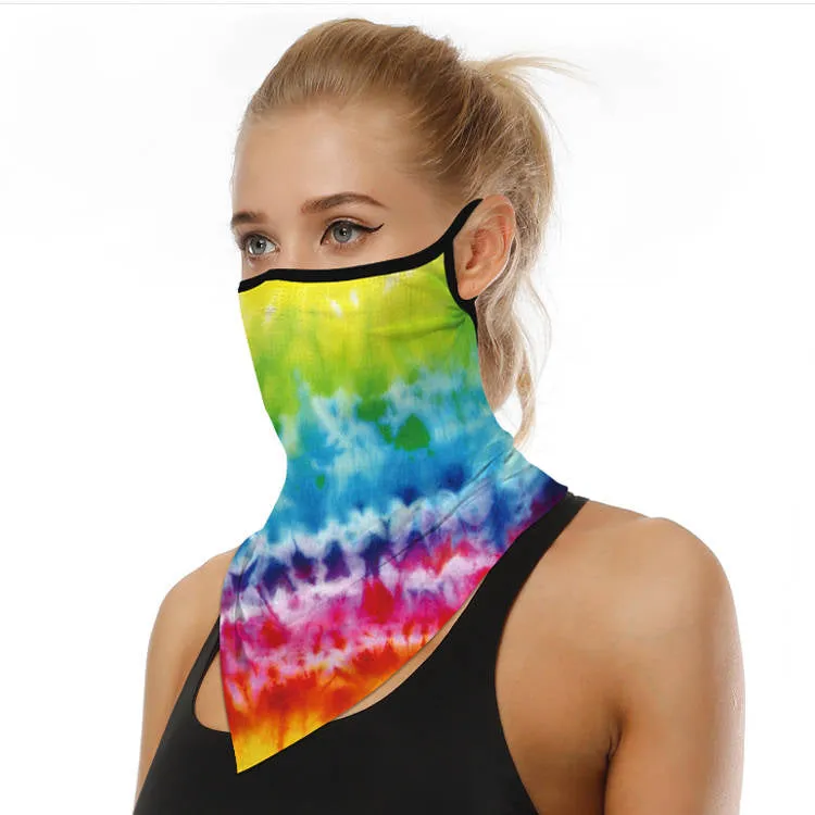 Unisex Face Scarf Bandana with Ear Loops Tie Dye