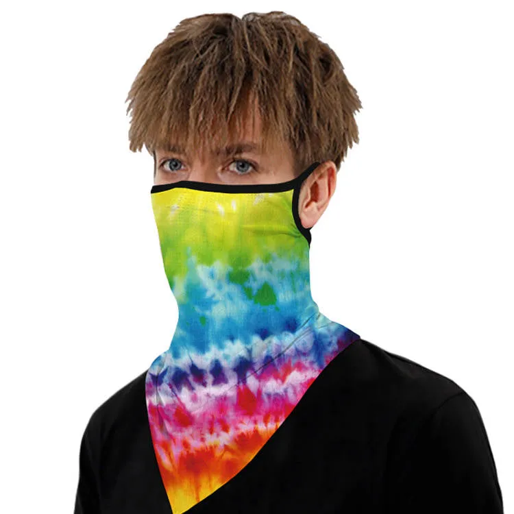 Unisex Face Scarf Bandana with Ear Loops Tie Dye