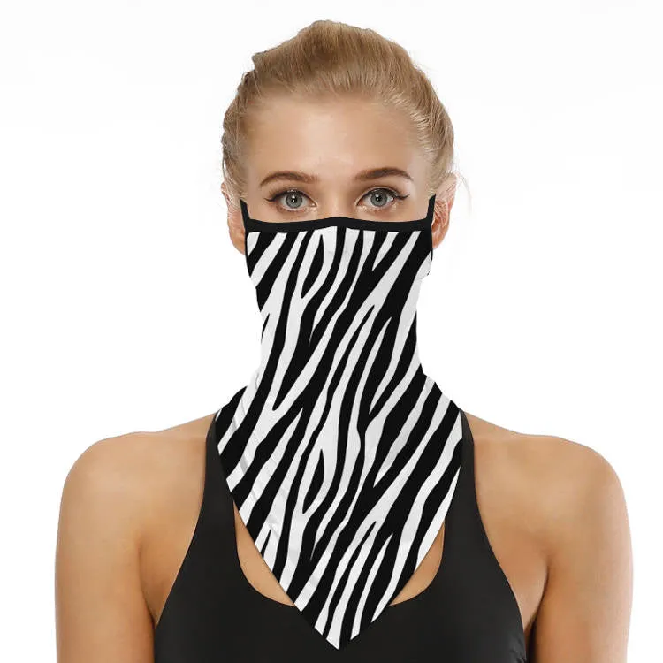 Unisex Face Scarf Bandana with Ear Loops Zebra