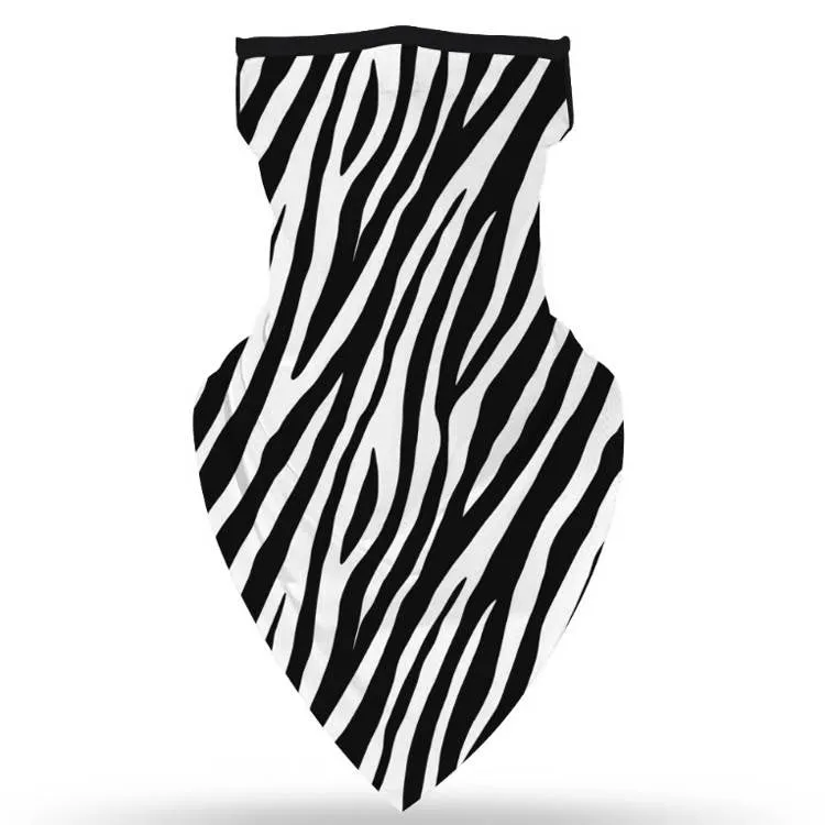 Unisex Face Scarf Bandana with Ear Loops Zebra