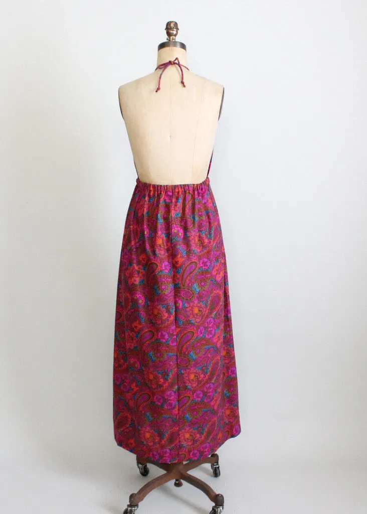 Vintage 1960s MOD Paisley Halter Maxi Dress