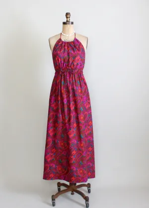 Vintage 1960s MOD Paisley Halter Maxi Dress