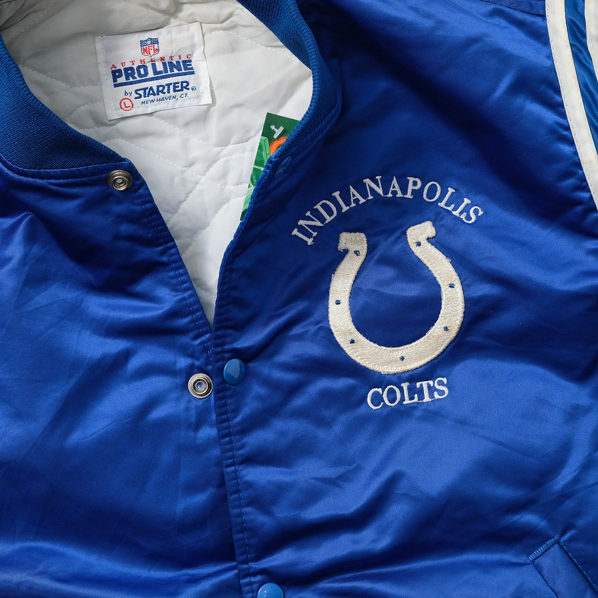 Vintage Starter Indianapolis Colts Satin Bomber Jacket Small