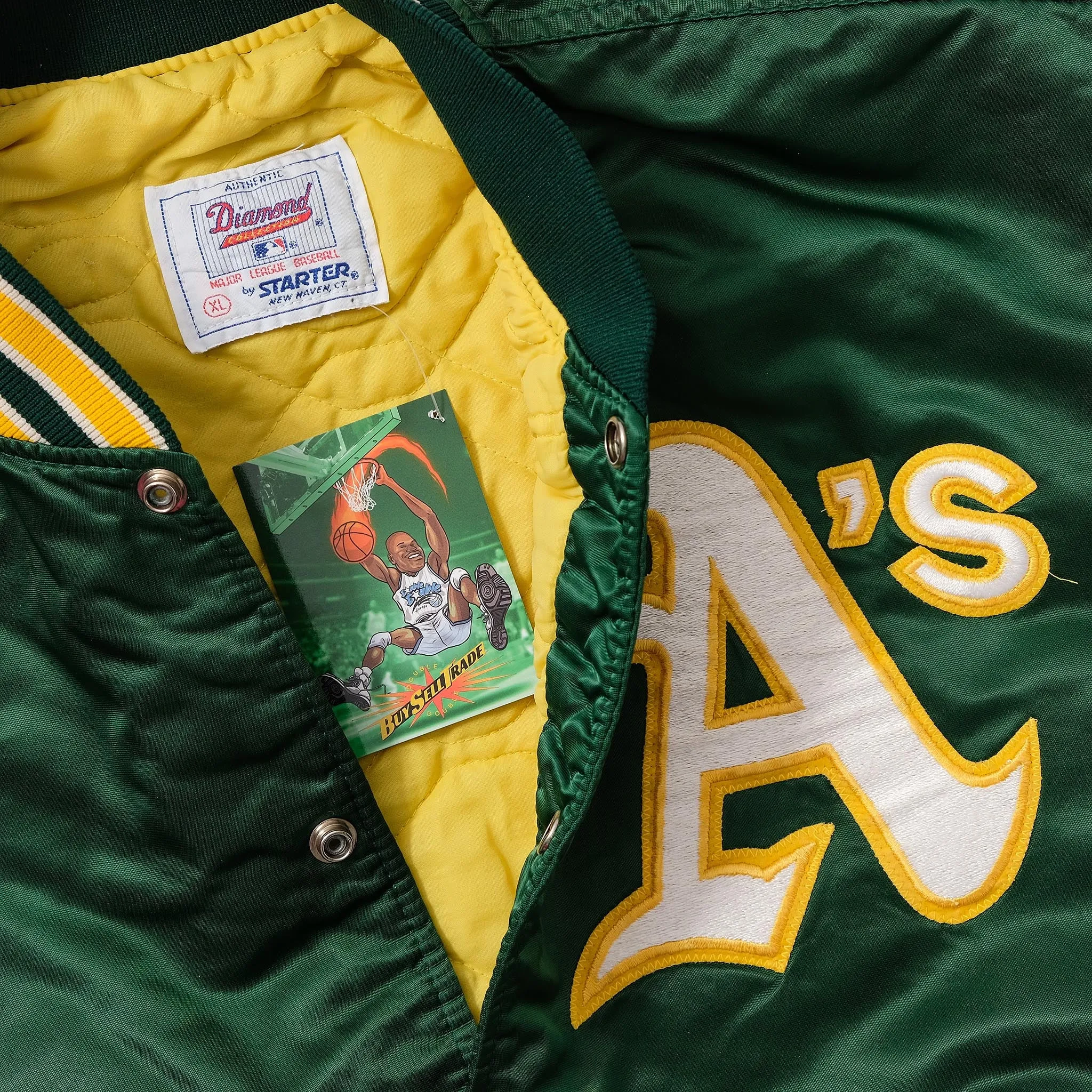 Vintage Starter Oakland Athletics Satin Bomber Jacket Large