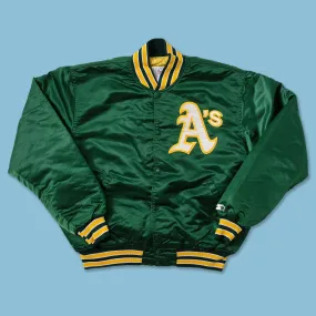 Vintage Starter Oakland Athletics Satin Bomber Jacket Large