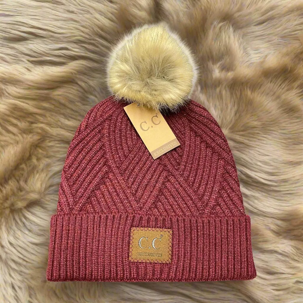 WARM ANGLE BEANIE by C.C. (Burgundy)