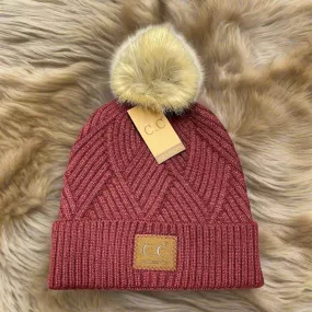 WARM ANGLE BEANIE by C.C. (Burgundy)