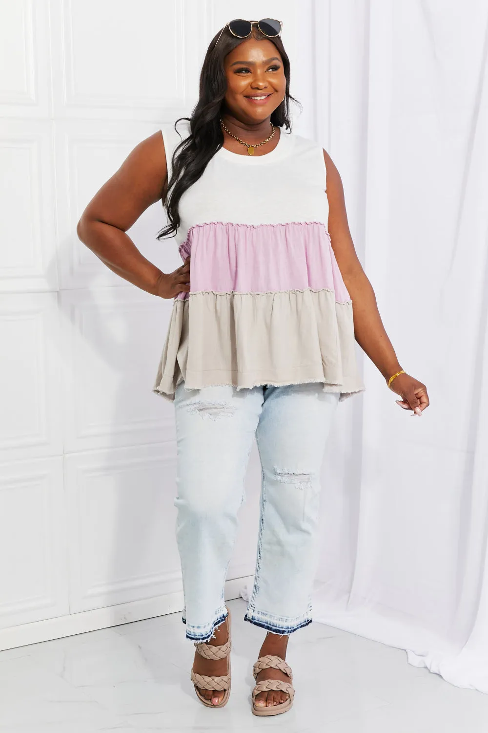 Watching the Sunset Color Block Babydoll Top