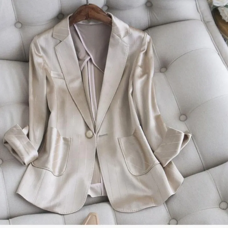 Women Fashion Minimalist Casual Soft Chiffon Blazer Coat