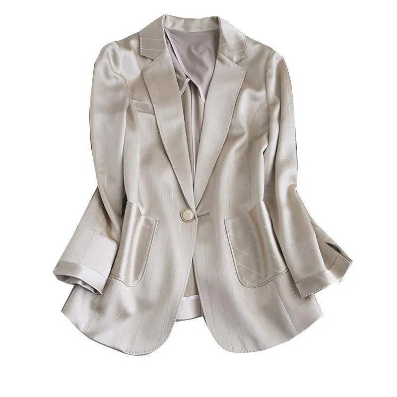 Women Fashion Minimalist Casual Soft Chiffon Blazer Coat