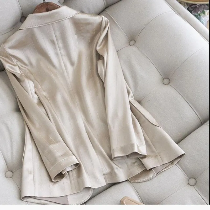 Women Fashion Minimalist Casual Soft Chiffon Blazer Coat