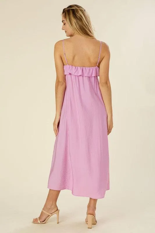 Women's Lavender Maxi Dress with Ruffles