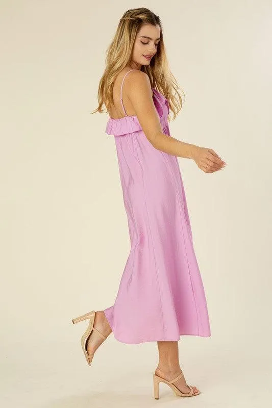 Women's Lavender Maxi Dress with Ruffles