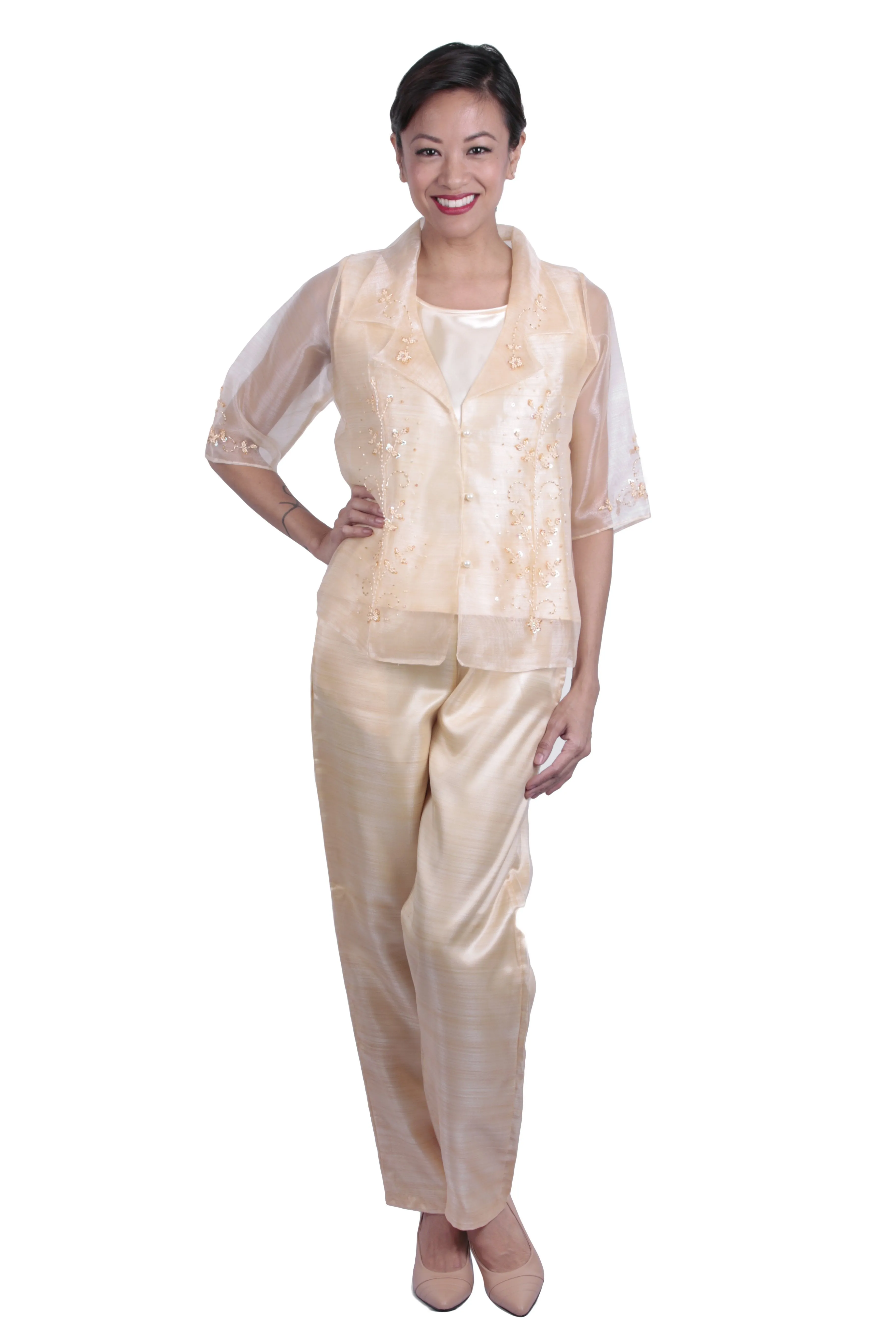 WS10 - MADE-TO-ORDER - Three-Piece Blazer and Pants Set - Filipiniana