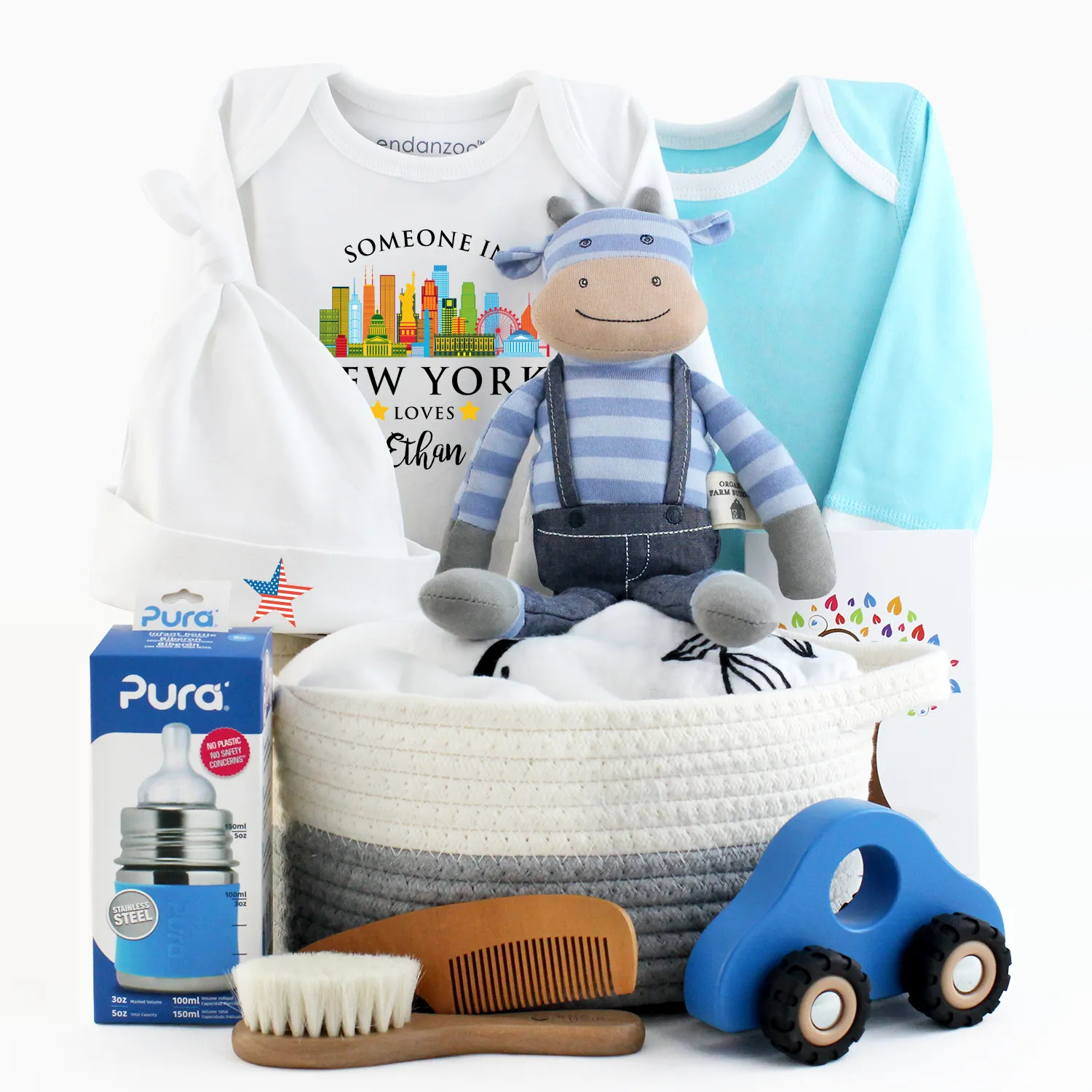 Zeronto Baby Boy Gift Basket - Someone in New York Loves Baby Boy