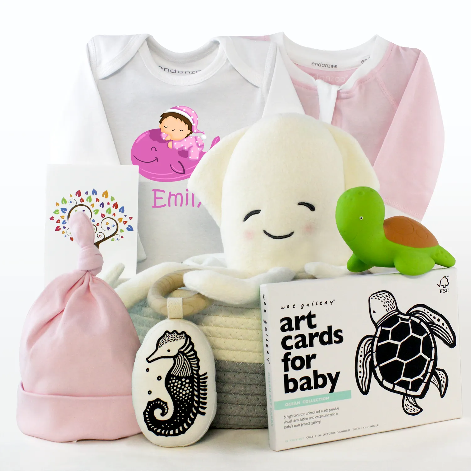 Zeronto Baby Girl Gift Basket - Beautiful Pink Ocean