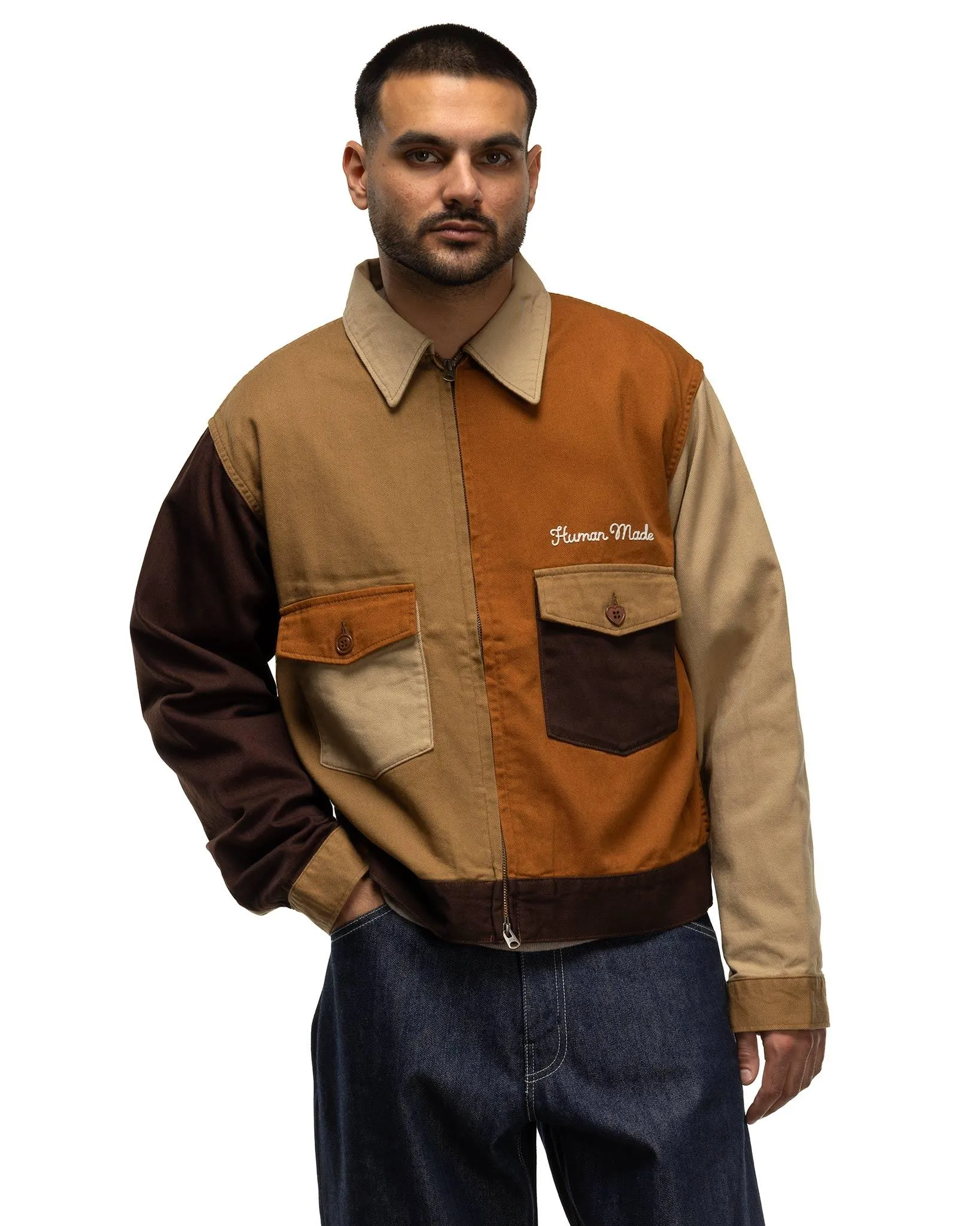 Zip-Up Work Jacket Brown